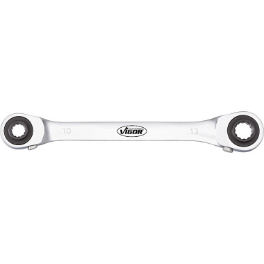 Vigor Double ratchet ring spanner - external double hexagon profile V2705