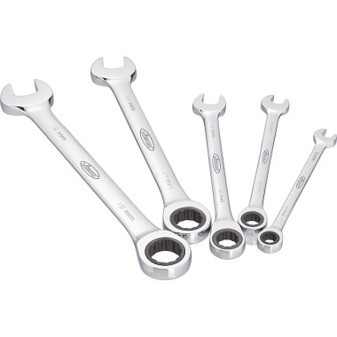 Vigor Ratchet combination wrench set, long - external hexagon profile, external double hexagon profile - number of tools: 5 V2820