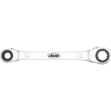 Vigor Double ratchet ring spanner - multi-profile - 8x12 - 10x13 V3607