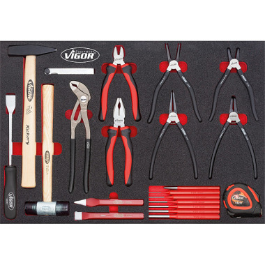 Vigor Pliers, hammer and chisel set - Number of tools: 40 V5637