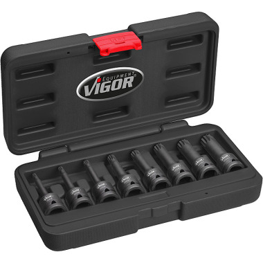 Vigor Impact wrench screwdriver bit set for internal multi-tooth profile (XZN) - Number of tools: 8 V7018