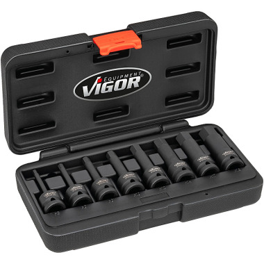 Vigor Impact wrench screwdriver bit set for hexagon socket profile - Number of tools: 8 V7019