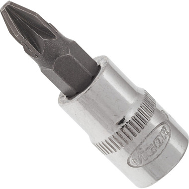 Vigor Screwdriver bit - square hollow 6.3 mm (1/4 inch) - Pozidriv profile PZ - PZ2 V2440N