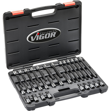 Vigor Hexagon socket screwdriver bit set - Number of tools: 30 V6019