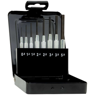 Rennsteig Pin punch set with guide sleeve in metal cassette (8-piece) 457 100 5