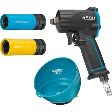 HAZET Impact wrench set - Maximum loosening torque: 1100 Nm - Solid square 12.5 mm (1/2 inch) - Jumbo hammer impact mechanism 9012M/4