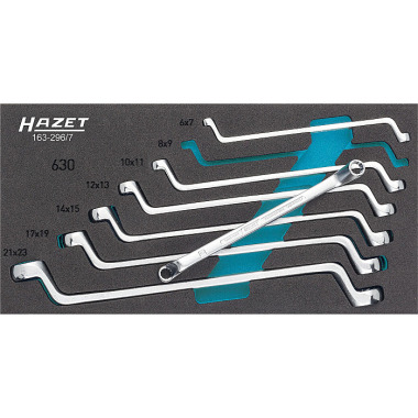 HAZET Double ring spanner set - external double hexagon profile - number of tools: 7 163-296/7