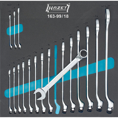 HAZET Combination spanner set - external double hexagon profile - number of tools: 18 163-99/18