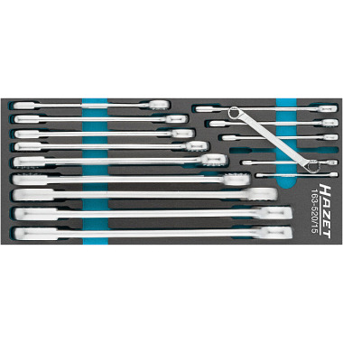 HAZET Double open-end wrench set - external double hexagon traction profile - 6?34 - Number of tools: 15 163-520/15