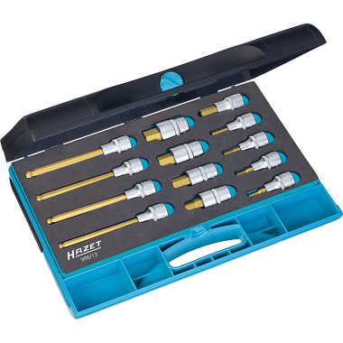 HAZET Screwdriver socket set - square 12.5 mm (1/2 inch) - hexagon socket profile - 5 - 10 - number of tools: 13 986/13