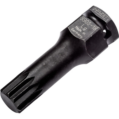 HAZET Impact XZN screwdriver bit - square 12.5 mm (1/2 inch), outside hexagon 24 mm - long version - inside multi-tooth profile XZN - M18 990S-18LG