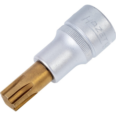 HAZET Screwdriver socket - square 12.5 mm (1/2 inch) - TiN-coated - internal wedge profile Ribe-CV - M12 991-12