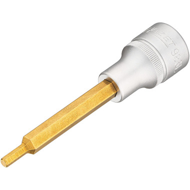 HAZET Screwdriver socket - square 12.5 mm (1/2 inch) - TiN-coated - 100 mm length - hexagon socket profile - 4 mm 986L-4