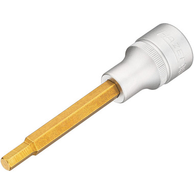 HAZET Screwdriver socket - square 12.5 mm (1/2 inch) - TiN-coated - 100 mm length - hexagon socket profile - 6 mm 986L-6