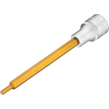 HAZET Screwdriver socket - square 12.5 mm (1/2 inch) - TiN-coated - 140 mm length - hexagon socket profile - 4 mm 986SL-4