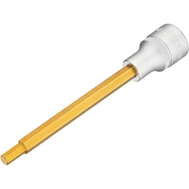 HAZET Screwdriver socket - square 12.5 mm (1/2 inch) - TiN-coated - 140 mm length - hexagon socket profile - 6 mm 986SL-6