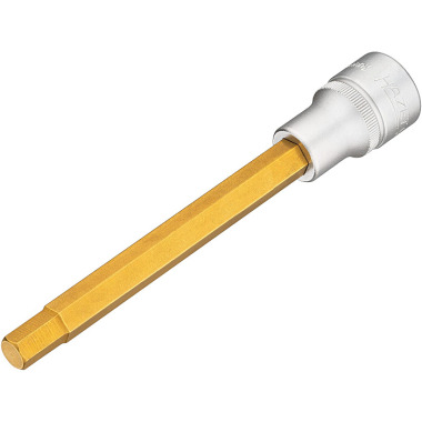 HAZET Screwdriver socket - square 12.5 mm (1/2 inch) - TiN-coated - 140 mm length - hexagon socket profile - 9 mm 986SL-9