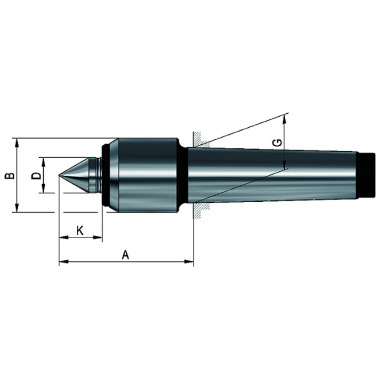 RÖHM Live center 60°, MK 6, size 14, with small housing diameter 005547