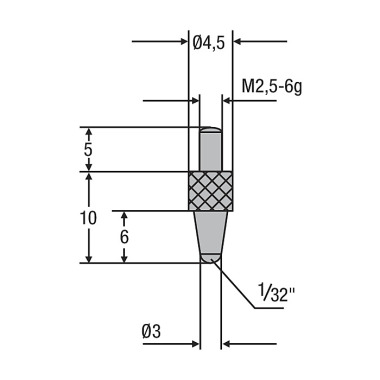 Helios-Preisser Messeinsatz M2, 5mm Kugeleinsatz 1/32” 0710193