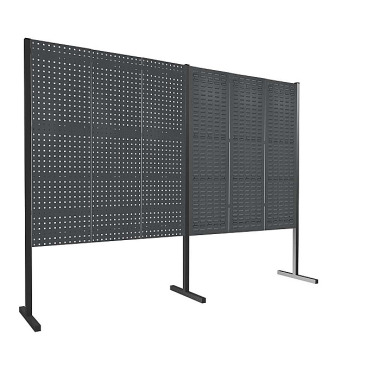 KAPPES ®RasterPlan partition wall double panel 180° 1500 / 1500 mm H1500 mm RAL 7016. with 3 ®RasterPlan perforated panels 3 ®RasterPlan slotted panels. 7211.00.2308