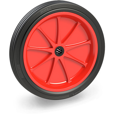 fetra Solid rubber wheel 400 x 74 mm - groove, plastic rim red, NL 75, Bo. 25 - TF 420 kg 72221R