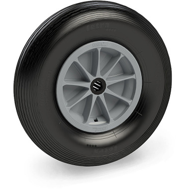 fetra PU-foamed wheel 400 x 100 mm - groove, plastic rim grey, NL 75, Bo. 25 - TK 250 kg 72620G