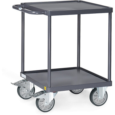 fetra ESD table trolley - sheet steel trays, loading area 600 x 600 mm 9496W