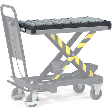 fetra Roller conveyor with clip-on frame - accessories - load capacity 500 kg, for lifting table trolleys 6833 - 6837 6890