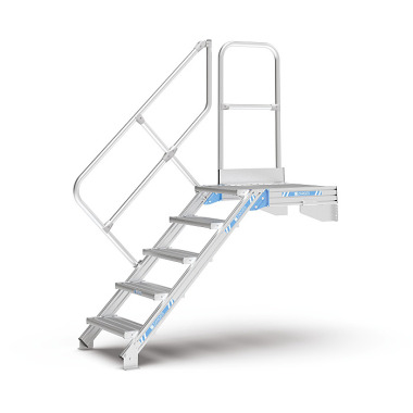 Zarges LM stairs with platform 45° 11 steps, 1000 mm wide, height 2.36 m 40155470