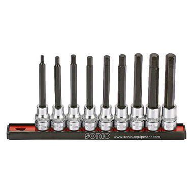 Sonic Hex long Bit socket set 3/8’’, on rail 9 pieces 200903