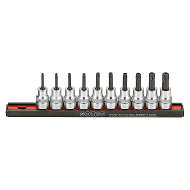 Sonic Bit socket set 3/8’’, TX tamperproof on rail 10 pieces 201006