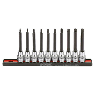 Sonic Bit socket set 3/8’’, TX tamperproof long on rail 10 pieces 201013