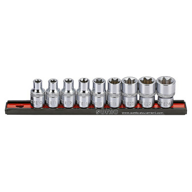 Sonic Socket 1/2’’, TX-E set on rail 9 pieces 300902