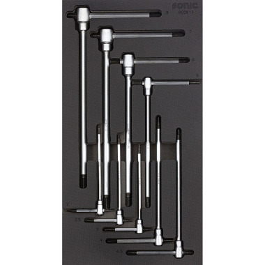 Sonic Hexagon key wrench set, 3 tip T-handle SFS 1/3, 9 pieces 600913