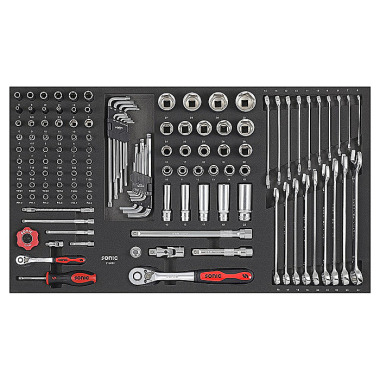 Sonic Socket 1/4’’, 1/2’’ and wrenchset, SFS 130 pieces 213001