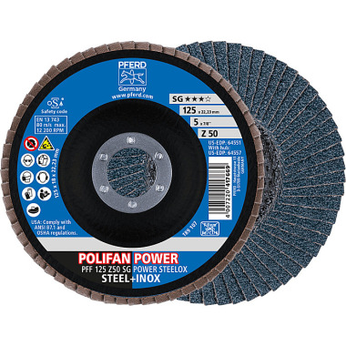 PFERD POLIFAN fan discs PFF 125 Z50 SG POWER STEELOX 67685126