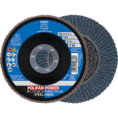 PFERD POLIFAN fan discs PFC 115 Z50 SG POWER STEELOX 67785116