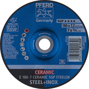 PFERD Grinding disc E 180-7 CERAMIC SGP STEELOX 62217300