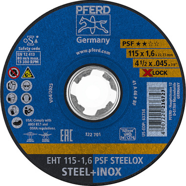 PFERD Cutting disc EHT 115-1.6 PSF STEELOX/X-LOCK 61730124