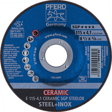 PFERD Grinding disc E 115-4.1 CERAMIC SGP STEELOX 62100115