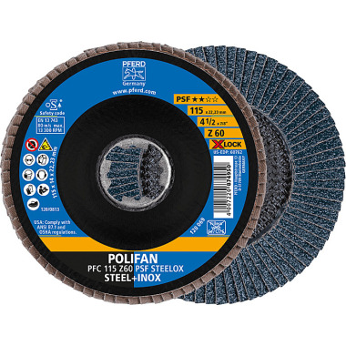 PFERD POLIFAN flap washer PFC 115 Z 60 PSF STEELOX/X-LOCK 67666116