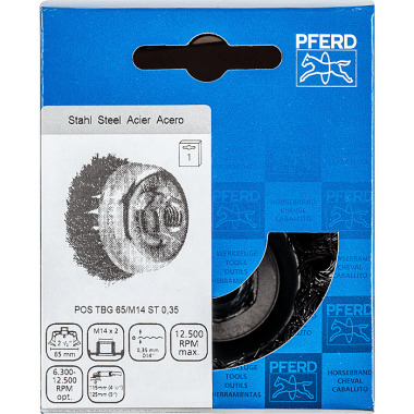 PFERD Cup brush with thread, knotted POS TBG 65/M14 ST 0.35 43305002