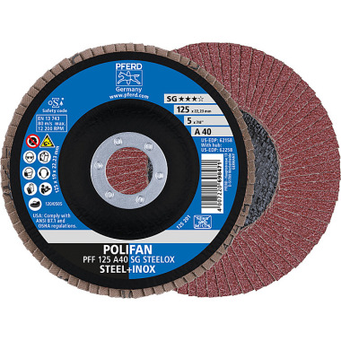 PFERD POLIFAN flap disc PFF 125 A 40 SG STEELOX 67604125