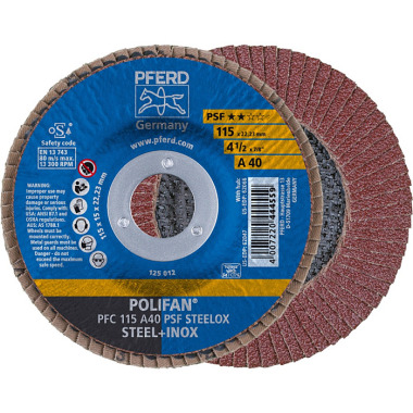 PFERD POLIFAN flap disc PFC 115 A 40 PSF STEELOX 67744115