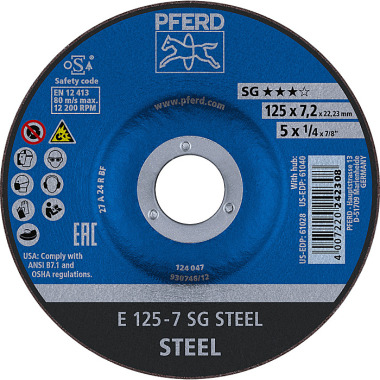 PFERD Grinding disc E 125-7 SG STEEL 62212626