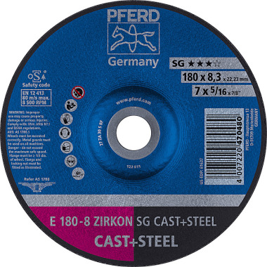 PFERD Grinding disc E 180-8 ZIRKON SG CAST+STEEL 62217837