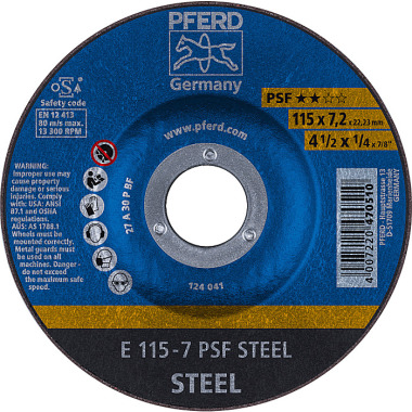 PFERD Grinding disc E 115-7 PSF STEEL 62011634