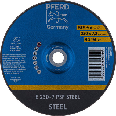 PFERD Grinding wheel E 230-7 PSF STEEL 62023634