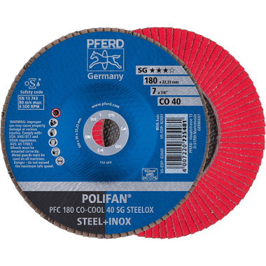 PFERD POLIFAN flap disc PFC 180 CO-COOL 40 SG STEELOX 67760485