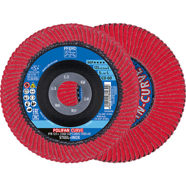 PFERD POLIFAN flap disc PFR 125-L CO 60 SGP CURVE STEELOX 67689066